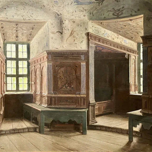 Duke Karl's chamber at Gripsholm Castle, preserved with its original 16th-century furniture and painted ceiling
