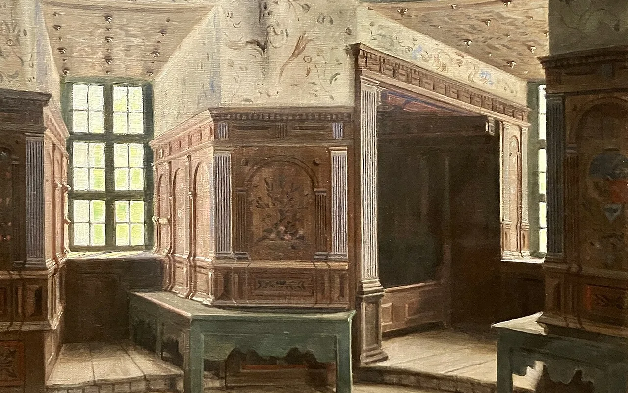 Duke Karl's chamber at Gripsholm Castle, preserved with its original 16th-century furniture and painted ceiling