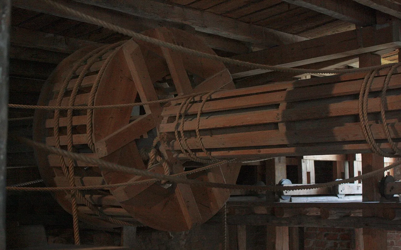 The original 18th-century stage machinery behind Gustav III's theatre at Gripsholm